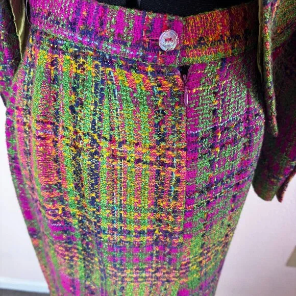 Vintage Bazar Christian LaCroix Sz 40FR Multicolor Wool Blend Blazer and Skirt - Picture 7 of 16